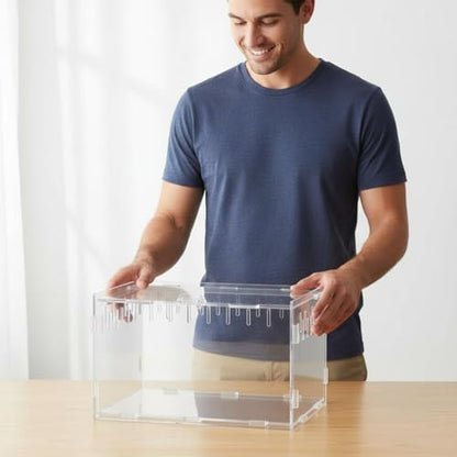 Transparent Reptile Enclosure Through Quality Clear Reptile Habitat Secure Latch Clear Acrylic Terrarium for Arachnid Enthusiasts, 25-15-15 - style: 25-15-15