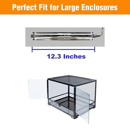 T5HO 12” UVB Reptile Light Fixture 15w, Bearded Dragon and Reptile Terrarium Light Fixture