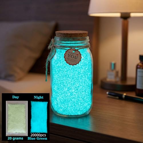 20000pcs Fluorescent Superluminescent Particles Wishing Bottle Decoration Luminous Sand Powder Party Fish Tank Luminous Jewelry Casting Supplies Filling 20G