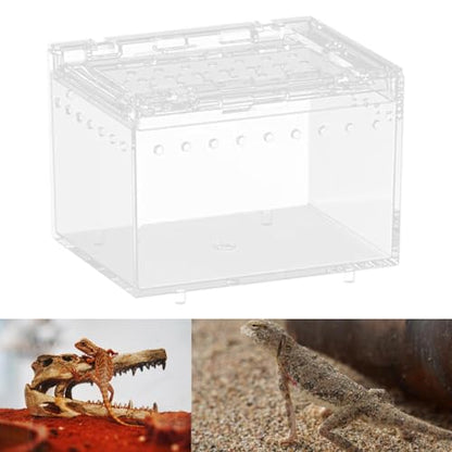 Reptile Breeding Box Enclosure Cage Portable Breathable Reptile Terrarium Animal Habitat Cage for Chameleons Snake Container, 7cmx8cmx10cm - size: 7cmx8cmx10cm