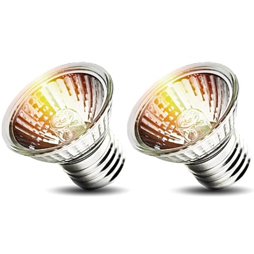 2-Pack 50W UVA Bulbs, Light Turtle Heat Lamp for Reptiles and Amphibian Tanks, Terrariums and Cages, Fit E26 Heat Reptile Lamp,Works with Various Lamp Fixtures,for Lizards, Snakes, Turtles - color: 2p, size: 50 Watts (2-Pack)
