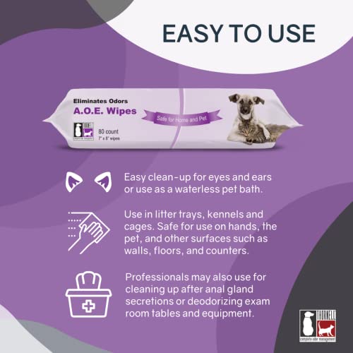 Thornell Animal Odor Eliminator Cat and Dog Wipes (80 Wipes) - All Purpose Deodorizing Pet Wipes - Pet Odor Eliminator for Pet, Kennels, Cages – Pet Deodorizing Wipes w/ Safe, Non-Enzymatic Formula - size: 80 Count (Pack of 1)