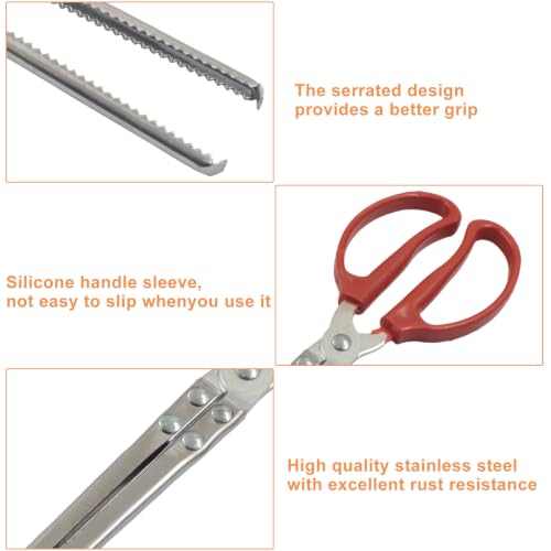 15 Inch Snake Feeding Tongs | Snake Enclosure Accessories, Long Tweezers, Stainless Steel, Non-Slip Handle, Red - size: 14.4In