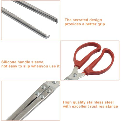 15 Inch Snake Feeding Tongs | Snake Enclosure Accessories, Long Tweezers, Stainless Steel, Non-Slip Handle, Red - size: 14.4In