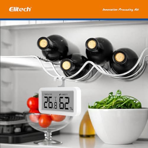 Elitech Fridge Thermometer Hygrometer Digital Freeze Refrigerator Thermometer Waterproof Large LCD Display TM-2TH - size: Thermo-hygrometer