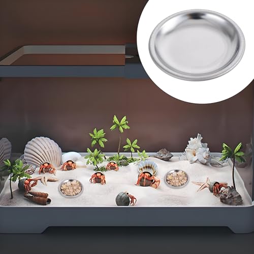 SynHHergyx 4 Pcs Hermit Crab Food & Water Bowl, Small Stainless Steel Feeding Dish for Hermit Crab, Snail, Gecko, Insect
