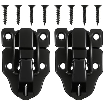 2 Pack Small Toggle Latches for Wooden Boxes Guitar Case Latch Replacement Chest Latches Hardware for Metal Tool Box Duckbilled for Road Case Door Latch Hardware, Black