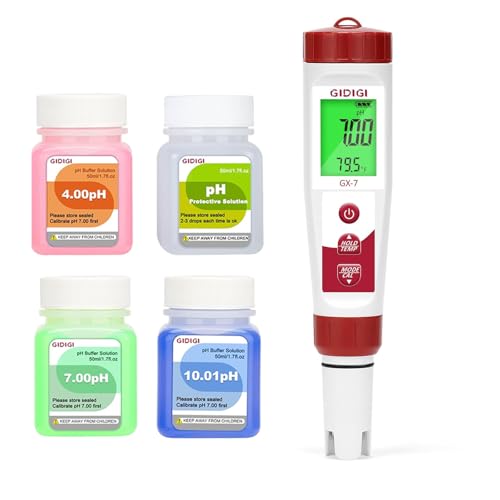 pH Meter Chlorine Tester | Digital 7 in 1 Pool Water Tester Kit Salinity Tester for Saltwater Aquarium ORP Meter for Hydroponics Drinking Water Pool Wat