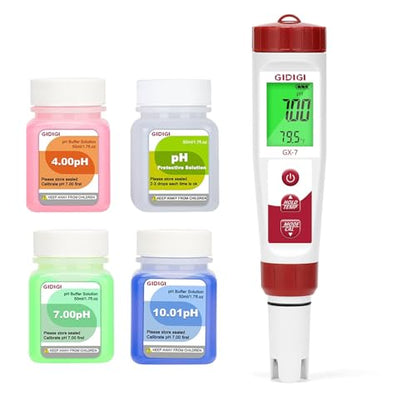 pH Meter Chlorine Tester | Digital 7 in 1 Pool Water Tester Kit Salinity Tester for Saltwater Aquarium ORP Meter for Hydroponics Drinking Water Pool Wat