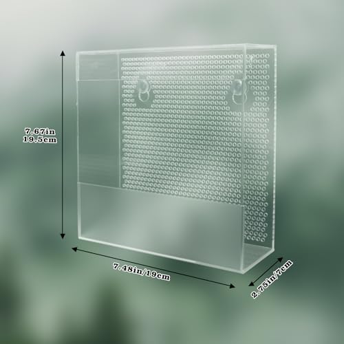 Transparent Acrylic Reptile Feeder Box, Wall-Mounted Insect Feeder with Suction Cups, Tank and Aquarium Accessories for Lizard, Bearded Dragon, Gecko - size: Large - 7.5 × 2.7 × 7.7 inch