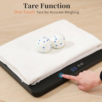 YauYik Digital Pet Scale, Baby Scale with Non-Slip Mat, Up to 40kg, Black | High Precision Puppy Whelping Scale for Kittens, and Crawl Pet, 5 Units, LED Display, Hold Function（Batteries Included） - color: Black