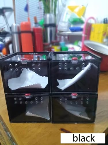 Black Acrylic Jumping Spider Enclosure Cage for Insect Reptile Isopods | Semi-concealed Portable Breeding Enclosure, Sliding Lid Handheld Design Easy to Observe Jumping Spiders and small pets