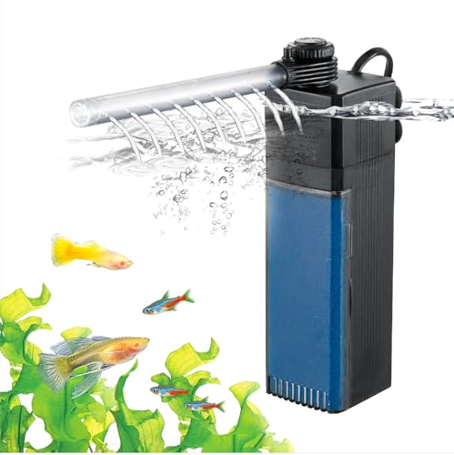 Internal Fish Tank Filter, 12W Adjustable Water Flow Submersible Aquarium Filter Pump for 40~60 Gallon Freshwater or 25~45 Gallon Saltwater, 2 Mode Aeration & Rainfall, TE-900(250GPH) - size: 900L/H