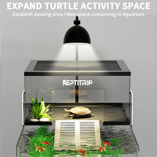 Turtle Basking Platform & Dock - Stainless Steel Turtle Ramp, Non-Slip Surface - Fits 18-20 Inchs Wide Aquariums