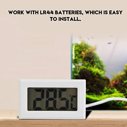 Digital Thermometer, Mini LED Display, High Accuracy Probe for Aquarium, Reptile Incubator, Greenhouse, Long Sensor Remote Monitoring, Battery Operated