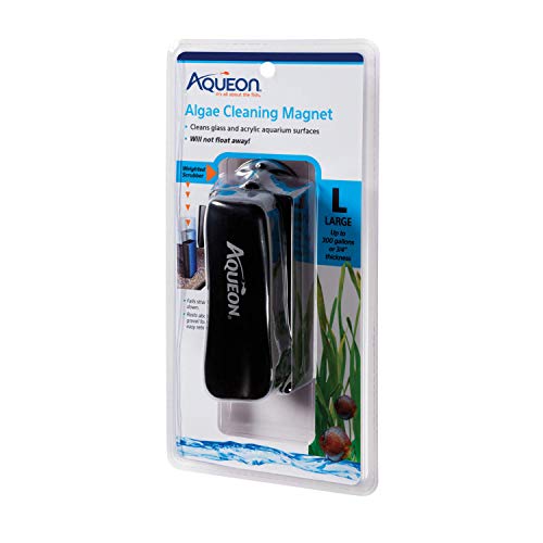 Aqueon Aquarium Algae Scraper, Fish Tank Cleaning Magnet, Large | Magnetic aquarium glass cleaner for glass or acrylic, curved pad cleans flat and curved surfaces - size: Large