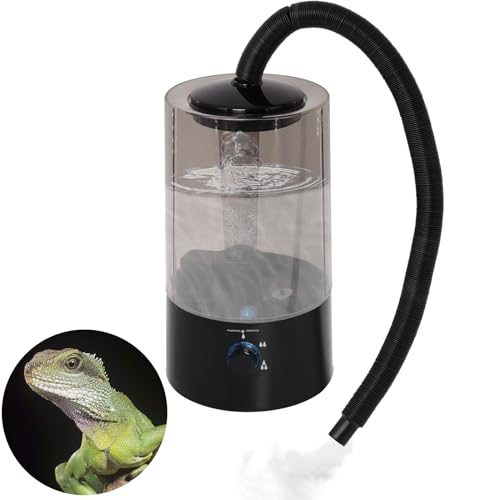 4L Reptile Humidifier Fogger with Extended Hose - Adjustable & Quiet Fogger | Mister for Chameleon, Bearded Dragon, Amphibians - Large Capacity(Black) - color: Black