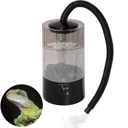 4L Reptile Humidifier Fogger with Extended Hose - Adjustable & Quiet Fogger | Mister for Chameleon, Bearded Dragon, Amphibians - Large Capacity(Black) - color: Black