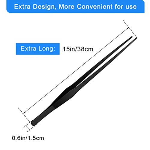 Luxiv 15 In Aquarium Tweezers Set, Straight And Curved Feeding Tongs | 15in Stainless Steel Straight And Curved Tweezers, For Fish Tank Plants, Aquascaping, Cleaning And Feeding, Anti-rust Durable - color: Black