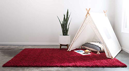 Unique Loom Solid Shag Collection Area Rug (2' 2" x 3' 1" Rectangle, Cherry Red) - color: Cherry Red, size: 2'2" x 3'1" (Rectangular)