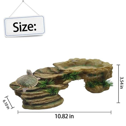 kathson Turtle Basking Platform,Tortoise Resin Climbing Rock Rectangular Resting Terrace Tank Accessories,Reptiles Dock Hide Cave Habitat Decoration for Bearded Dragon Lizard Geckos Spiders (3 PCS) - style: Rustic