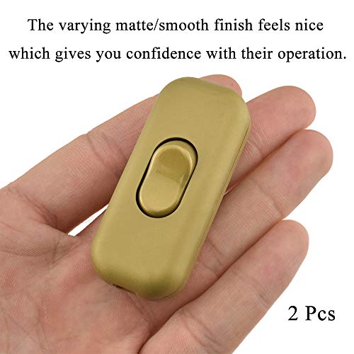 HAHIYO 6A 250V Inline Cord Switch Rocker Button Double Pole Feed-Through Control Switch Compact Wiring Design Easy Install Multi-Function 2 PCS for Kitchen Lights Bedroom Table Lamp Light Gauge Wire