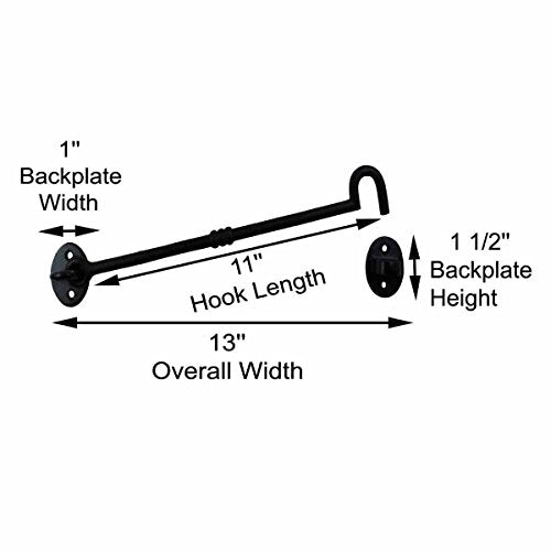 Renovators Supply Manufacturing 11 in. Black Wrought Iron Door Lock Latch/Gate Latch with Mounting Hardware - size: 11-inch