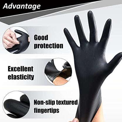 Nitrile Disposable Gloves,4mil-100 Count,Gloves Disposable Latex Free,Powder Free for Cooking,Household,Food safe - size: Small, style: Black of 400