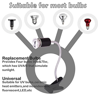 Reptile Heat Lamp,Adjustable and Timed Heat Lamps with 360° Rotatable Hos