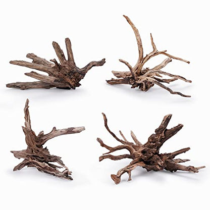 Kueiyang Hornwood for Aquascaping, Aquarium Driftwood Decor, Natural Branches(12-16 inches, 30-40cm) 4pcs Terrariums Vivariums Reptile and Amphibian Enclosures Various Shapes - size: XL (12-16 inches, 30-40cm), 4pcs