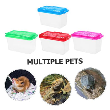Yardwe 4Pcs Portable Mini Handheld Fish Tank with Handle Transparent Plastic Aquarium for Small Fish Turtles Reptiles and Hamsters Breeding Box for and Viewing