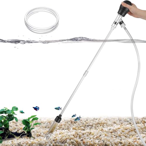 Carefree Fish Aquarium Small Gravel Cleaner 6Ft Hose Fish Tank Water Changer Sand Vacuum Silicone Airbag Adjustable Length ABS(for 3~8Gal Tank) 2026 New Upgrade Version - size: S(3~8Gal)