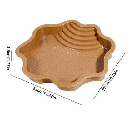 Extra Large Reptile Bathing Pool Reptile Feeding Dish Water Bowl with Ramp Aquarium Ornament for Gecko, Snake, Turtle, Bearded Dragon, Lizard Bath (Brown-Yellow) - color: Brown-yellow