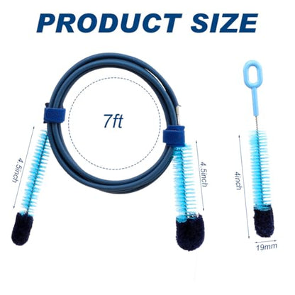 Cpap Tube Cleaning Brush and Handy Brush Flexible Long Stainless Brush (6.27 Feet) and Short Brushes (7.87 Inches) Cpap Tube Clean Brush Cpap Hose Cleaning Brush Kit