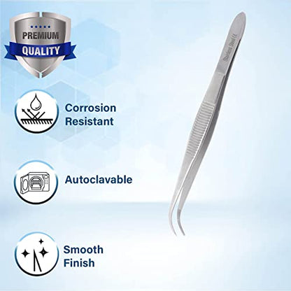 Lab Tweezers High Precision Forceps, Fine Strong Curved Point Tweezers, Stainless Steel (4 Inch) - size: 4 Inch