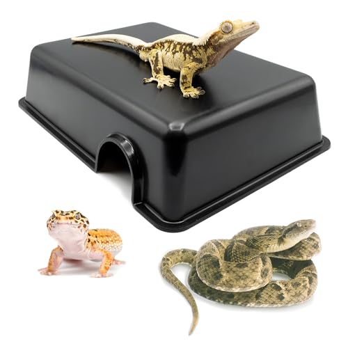 Pangea Reptile Hide Box (C- Medium), Black | Fits Most Standard Rack Units, Usable as Snake Tank Accessories, Good for Ball Python, Boas, Leopard Geckos, Kingsnake - size: C- Medium