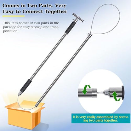 Dog Catcher Pole 61 Inches, Animal Catch Pole Heavy Duty | Stainless Steel Catch and Release Pole for Cats, Dogs, Hogs, and Pigs, Animal Control Tools