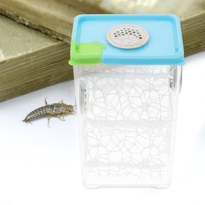 Jumping Spider Enclosure and Small Reptile Habitat Box, Plastic Feeding Terrarium for Frogs, Turtles, Bearded Dragons, and Chameleons, Compact Micro Vivarium for Home and Office