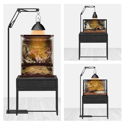Reptile Heat Lamp Stand, Adjustable 15.7-74.3" 360° Swing Arm Light Holder | Heavy Base, Sturdy Metal Floor Stand, Widely Compatible for Bearded Dragons, Turtles, Snakes & Terrariums (50-180 gal) - size: XXL