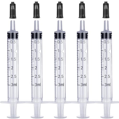 3ml Plastic Syringe Without Needle for Liquid - Measuring Syringes with Caps , Separate Sterile Packaging , Pet Medicine Small Syringe for Cats and Dog - 3 ml 5Pack