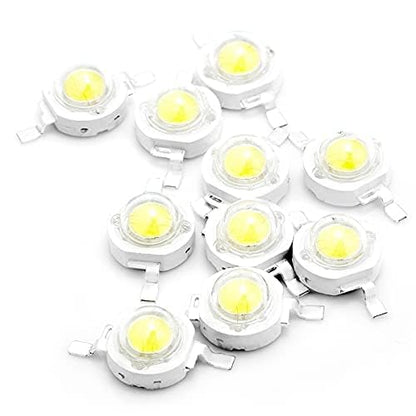 CHANZON 10 pcs High Power Led Chip 3W White 6000K - 6500K | (600mA - 700mA / DC 3V - 3.4V / 3 Watt) Super Bright Intensity SMD COB Light Emitter Components Diode Bulb Bead DIY Lighting - color: C) White (6000k)