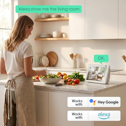 YOTON Indoor Security Camera 2pcs, 2K 360° Wi-Fi Baby Monitor & Pet Camera w/Motion Tracking, 2-Way Audio, Night Vision, SD/Cloud, Compatible with Alexa & Google Home, 2.4/5GHz - size: 2-pack