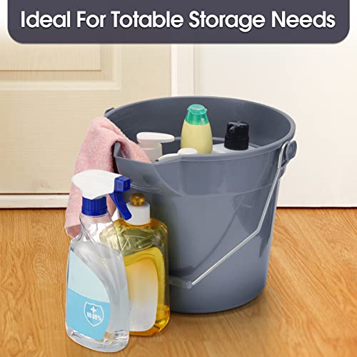 Didaey 6 Pcs 2.5 Gallon Bucket for Cleaning Plastic Heavy Duty Clean Bucket with Handle and Spout Industrial Storage Container(Grey)