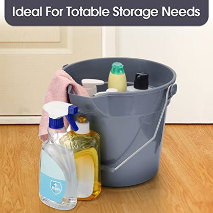 Didaey 6 Pcs 2.5 Gallon Bucket for Cleaning Plastic Heavy Duty Clean Bucket with Handle and Spout Industrial Storage Container(Grey)