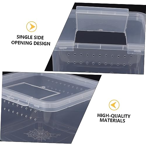 Angoily 2pcs Box Mini Reptile Container Insect Container Spider Box for Feeding Breathing - color: Transparentx2pcs, size: 12X12X7CMx2pcs