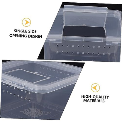 Angoily 2pcs Box Mini Reptile Container Insect Container Spider Box for Feeding Breathing - color: Transparentx2pcs, size: 12X12X7CMx2pcs