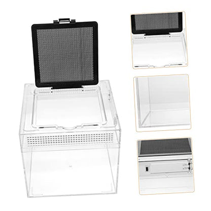 1pc Reptile Feeding Box Transparent Pet Display Container for Lizards Snakes and Turtles Lightweight and Compact Crawling Ventilation for Easy Observation and Cleaning