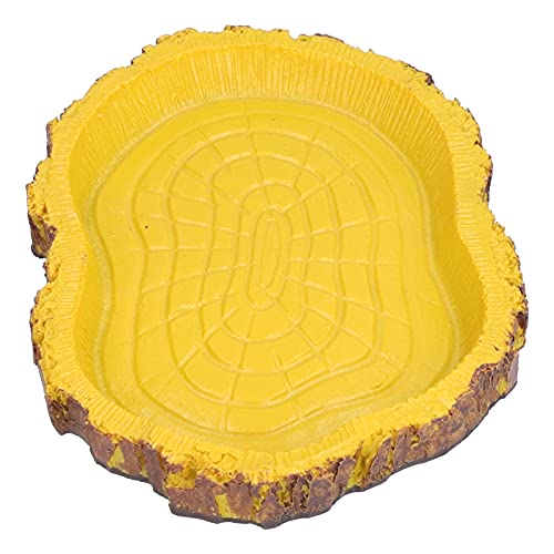YOUTHINK Reptile Food Basin Imitation Bark Lizard Feeder Resin Dish for Small Reptiles