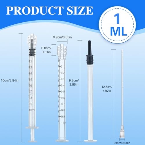 10 Pack 1ml Luer Lock Syringe - Syringes for Liquid with Soft Tube - Individually Pcakaged，Scientific Labs and Measuring, Refilling Inks - style: 1ml - 2.0mm Tube