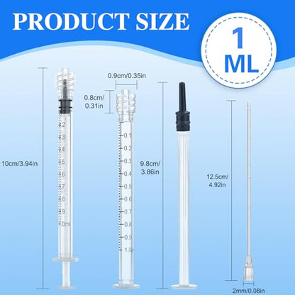 10 Pack 1ml Luer Lock Syringe - Syringes for Liquid with Soft Tube - Individually Pcakaged，Scientific Labs and Measuring, Refilling Inks - style: 1ml - 2.0mm Tube